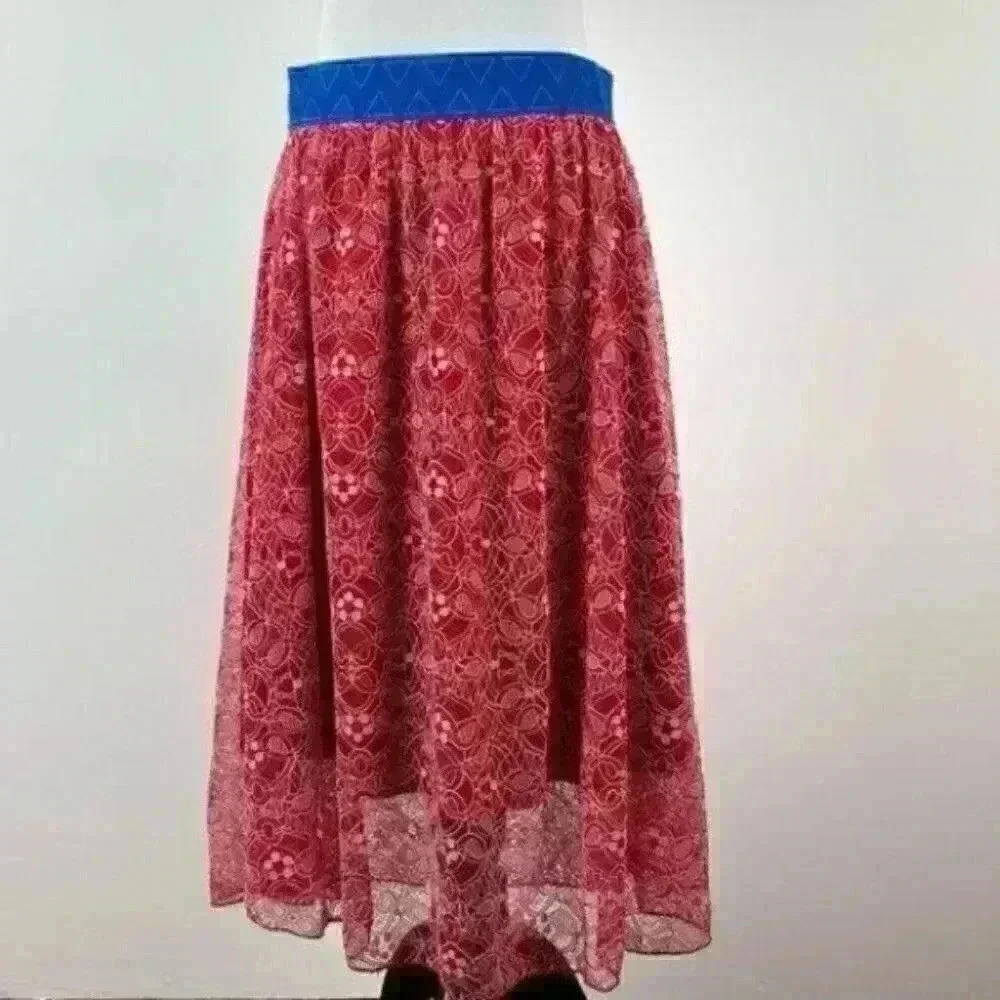 Lularoe Lola skirt L 12-14 elastic waist high/lo - Picture 2 of 9